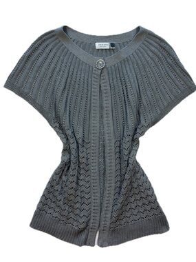 Y2K Jon & Anna Gray Short-Sleeve Open Knit Cardigan
